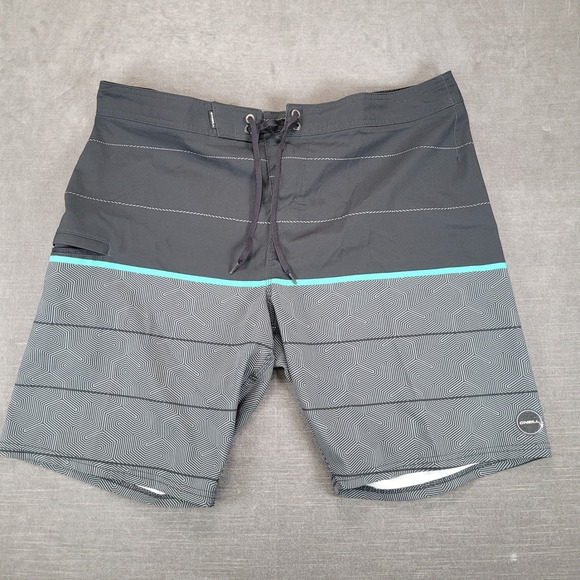 O'Neill Other - ONeill Hyperfreak Mens Board Shorts Size 36 Black Gray Geometric Striped